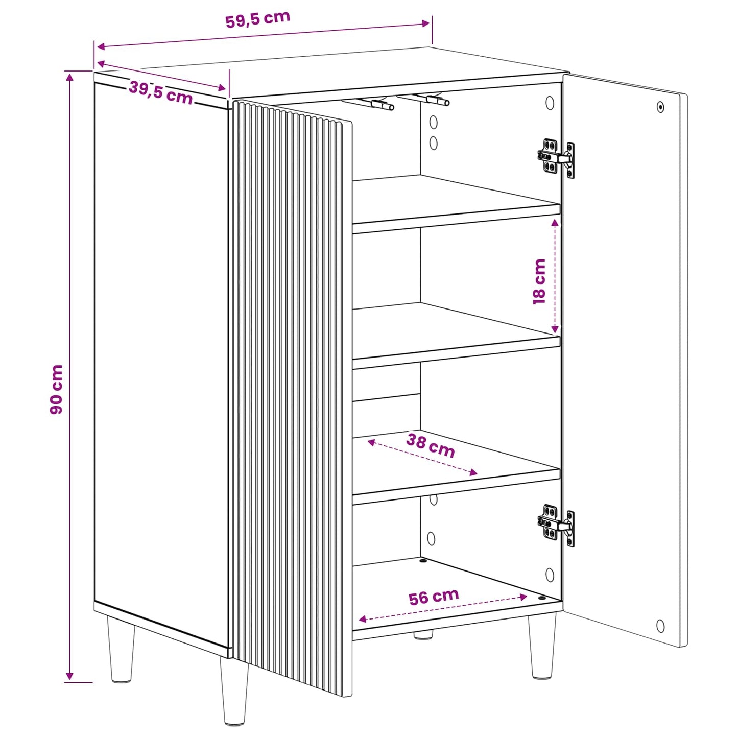 vidaXL Shoe Cabinet ARNHEM 59.5 x 39.5 x 90 cm Engineered Wood