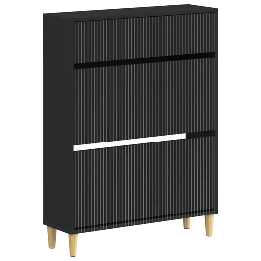 vidaXL Shoe Cabinet ARNHEM 78 x 24 x 103 cm Engineered Wood Black