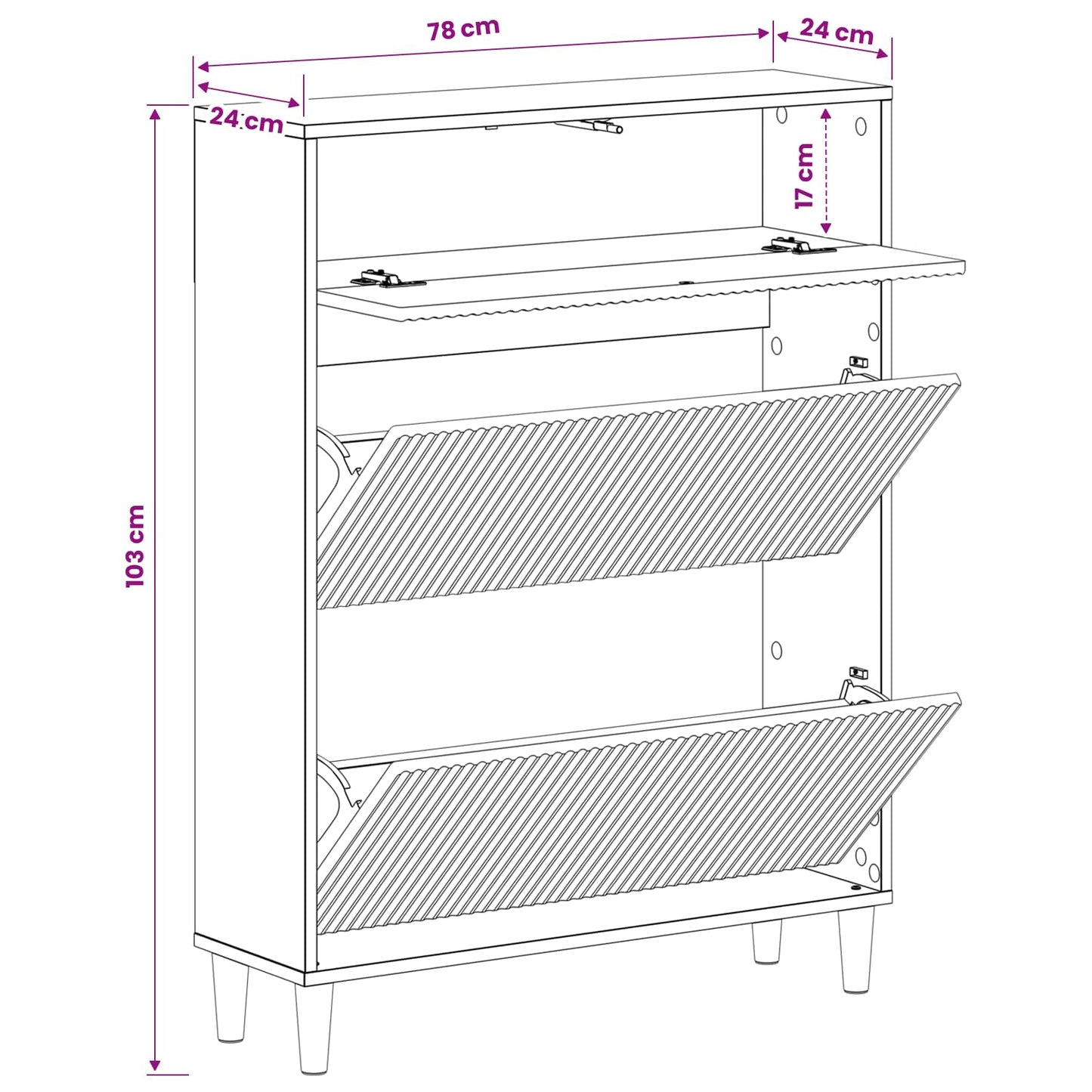 vidaXL Shoe Cabinet ARNHEM 78 x 24 x 103 cm Engineered Wood