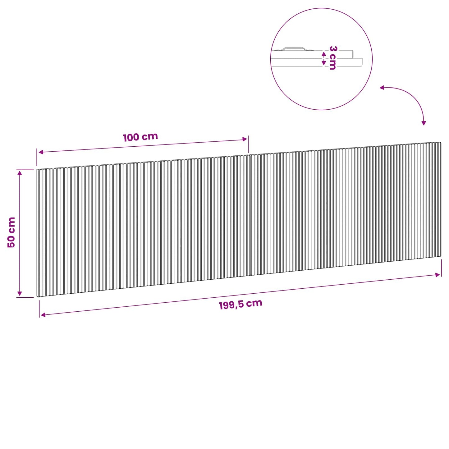 vidaXL Wall-Mounted Headboard ARNHEM High Gloss White Engineered Wood