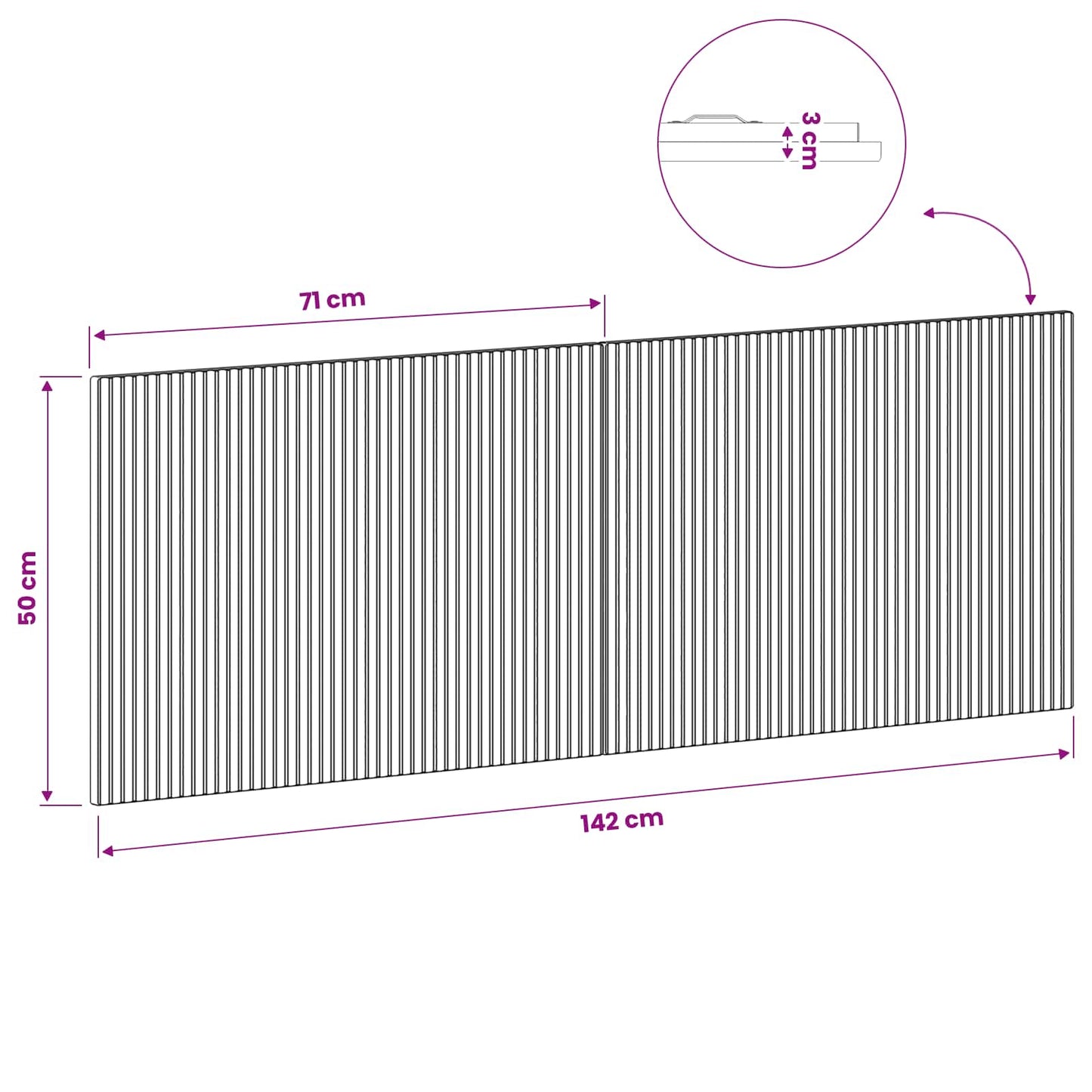 vidaXL Wall-Mounted Headboard ARNHEM Black Engineered Wood