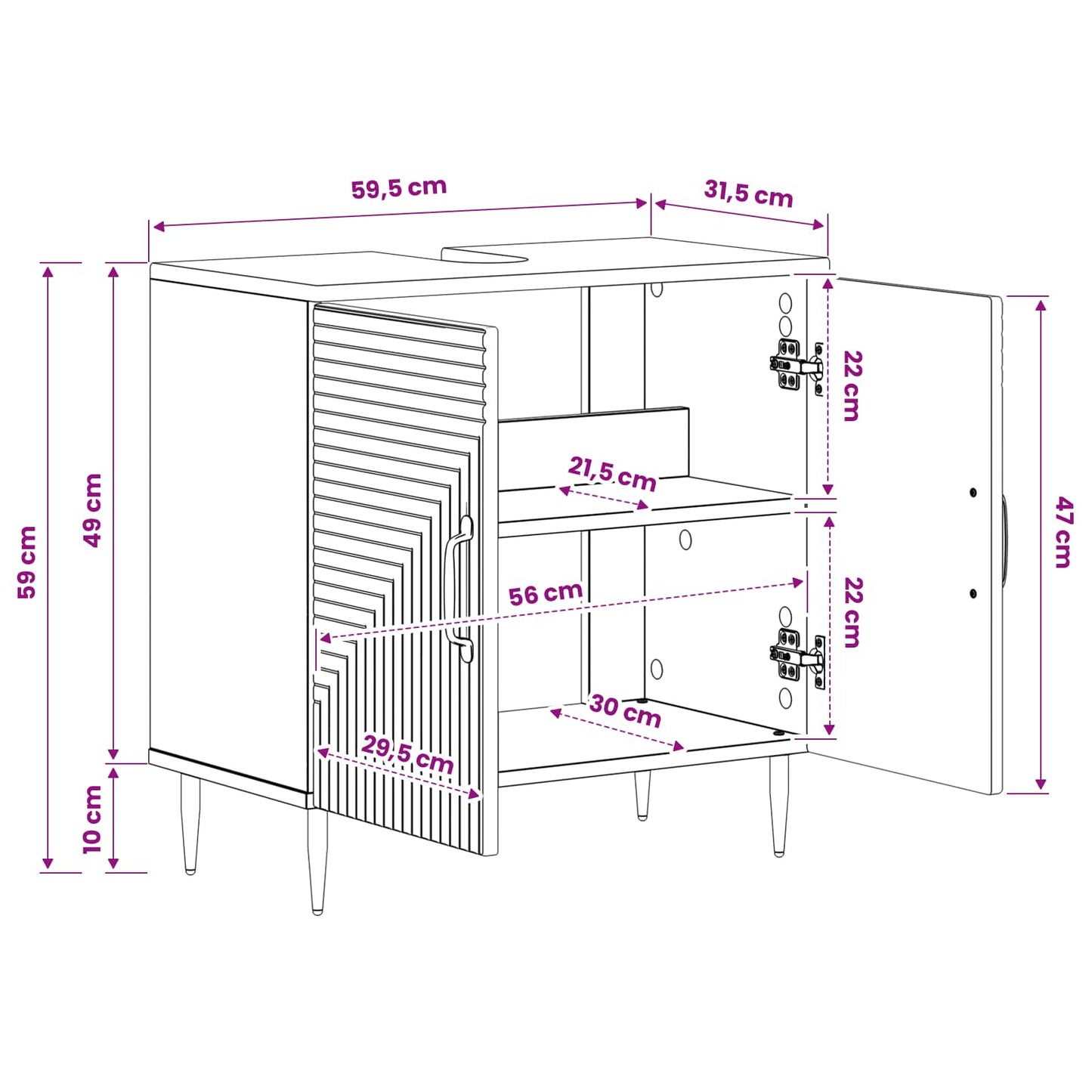 vidaXL Bathroom Sink Cabinet HAARLEM Sonoma Oak 59.5 x 31.5x 59 cm
