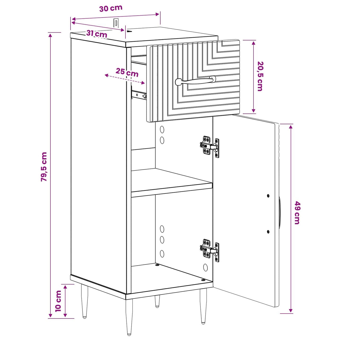 vidaXL Bathroom Storage Cainet HAARLEM White 30 x 31 x 80 cm