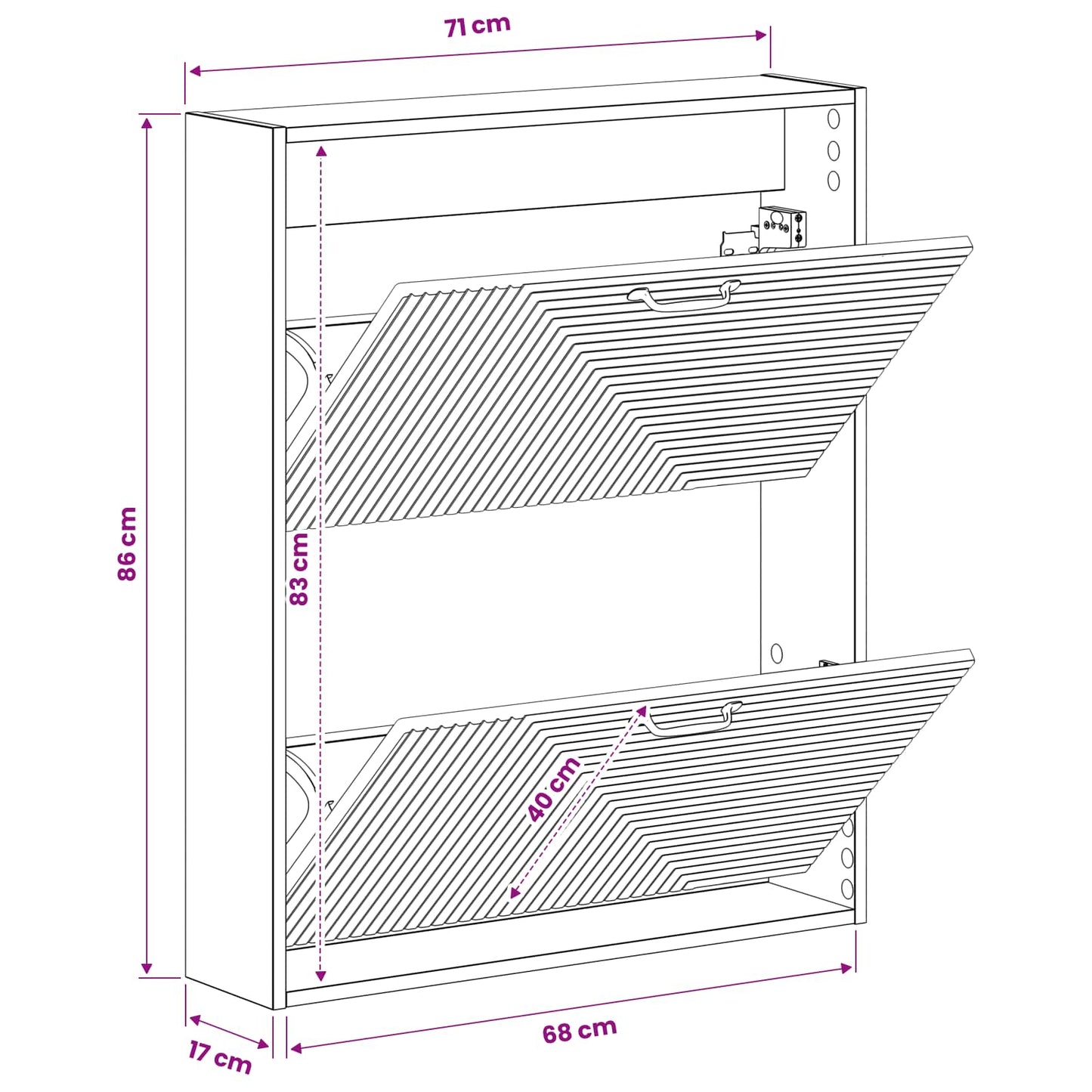 vidaXL Wall-Mounted Shoe Cabinet HAARLEM 71 x 17 x 86 cm