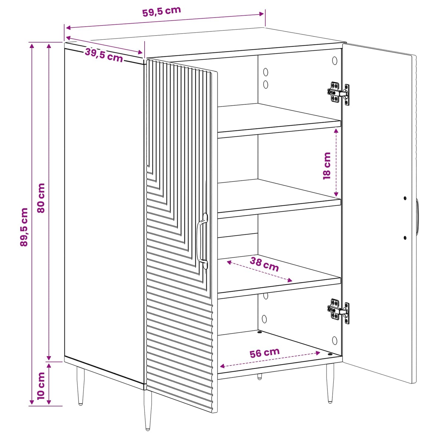 vidaXL Shoe Cabinet HAARLEM 59.5 x 39.5 x 89.5 cm Engineered Wood