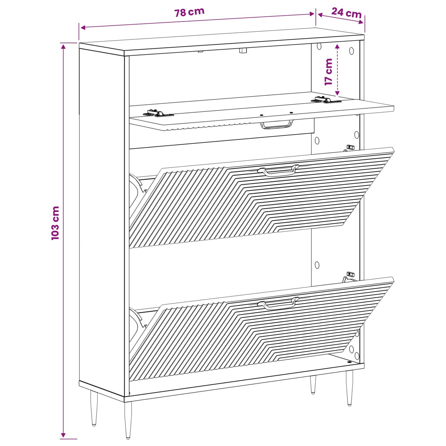 vidaXL Shoe Cabinet HAARLEM 78 x 24 x 103 cm Engineered Wood