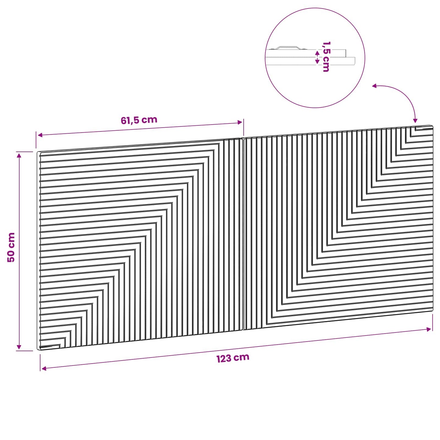vidaXL Wall-Mounted Headboard HAARLEM Black Engineered Wood