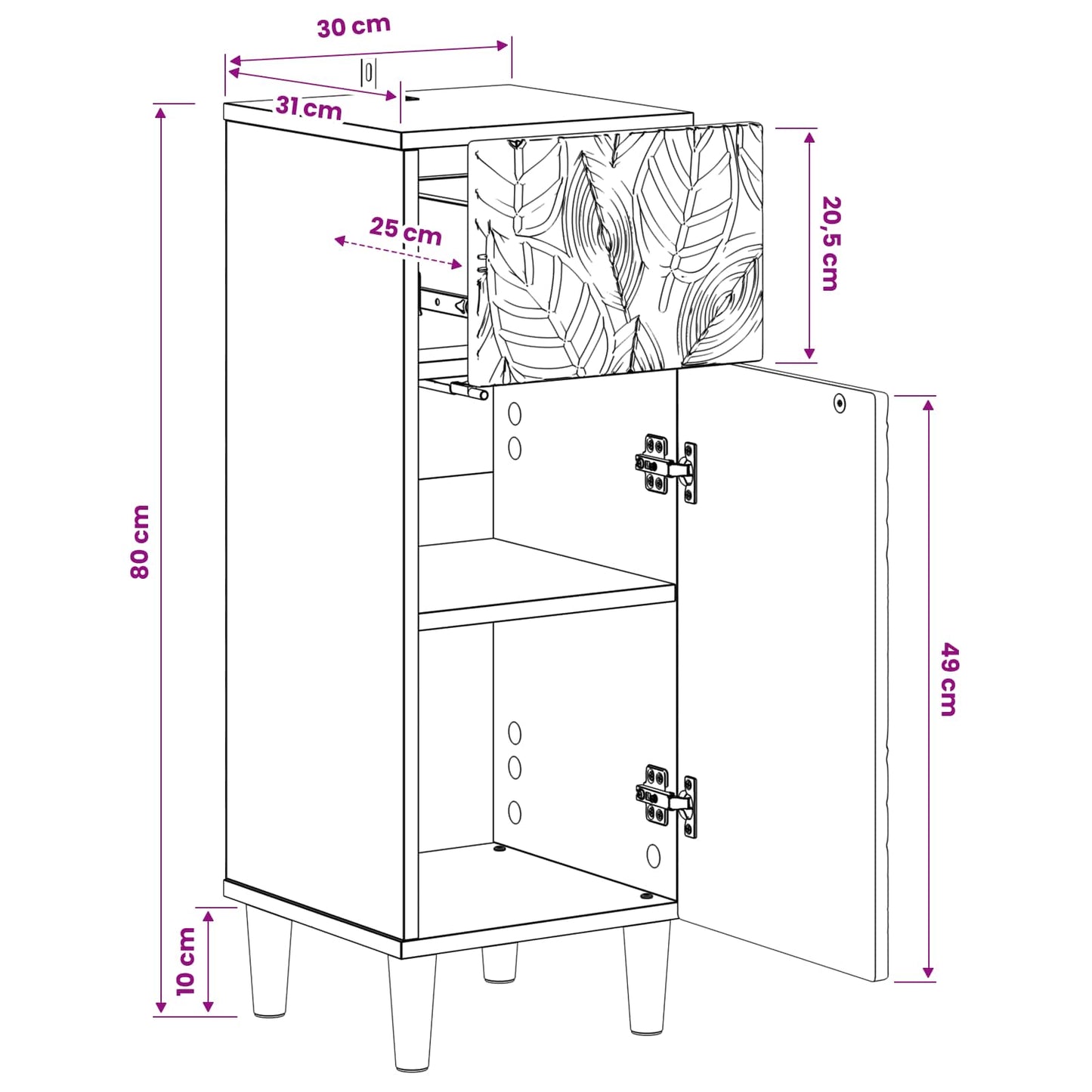 vidaXL Bathroom Storage Cainet DELFT White 30 x 31 x 80 cm