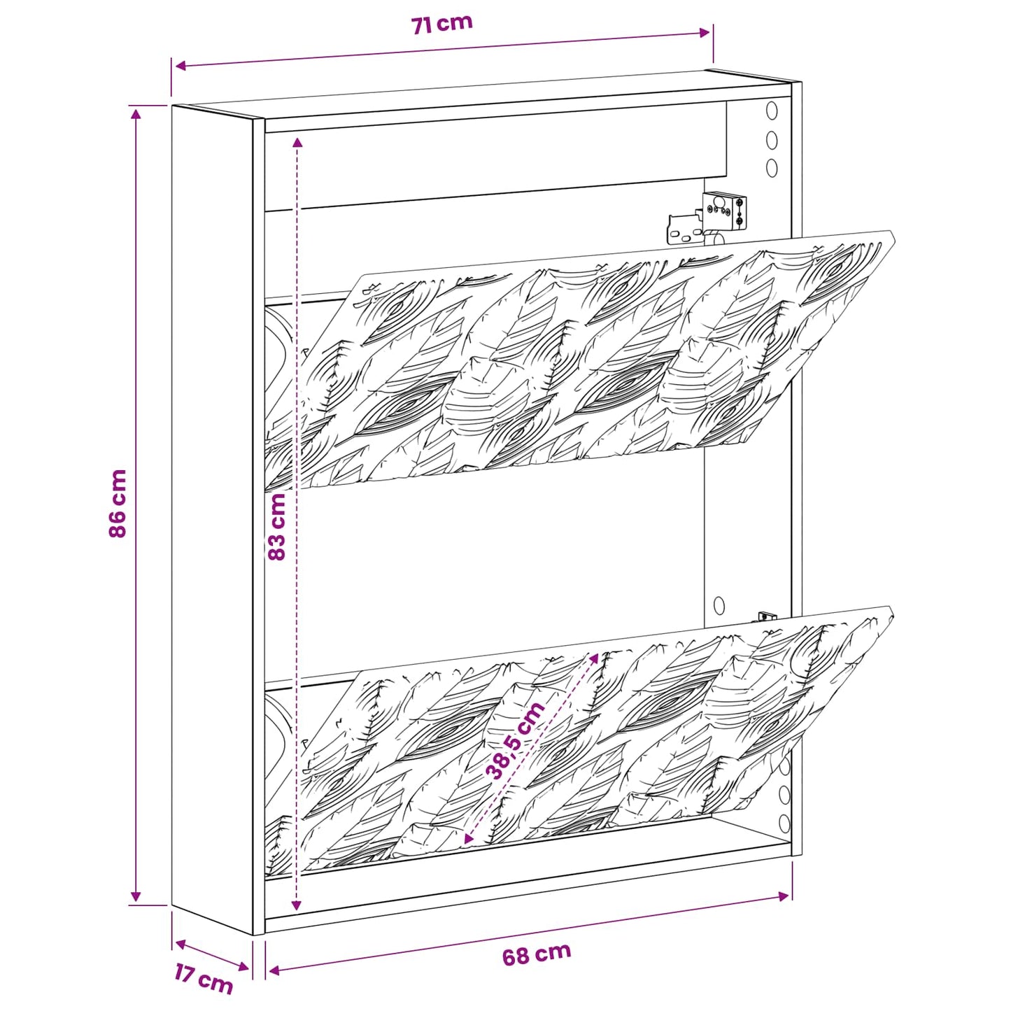 vidaXL Wall-Mounted Shoe Cabinet DELFT 71 x 17 x 86 cm Engineered Wood