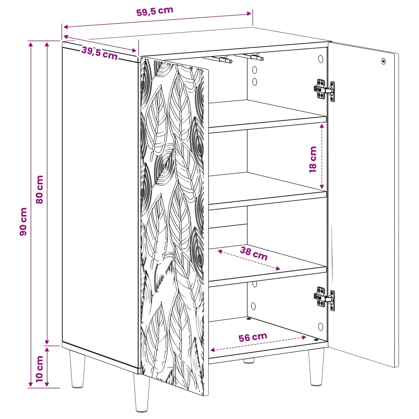 vidaXL Shoe Cabinet DELFT 59.5 x 39.5 x 90 cm Engineered Wood White