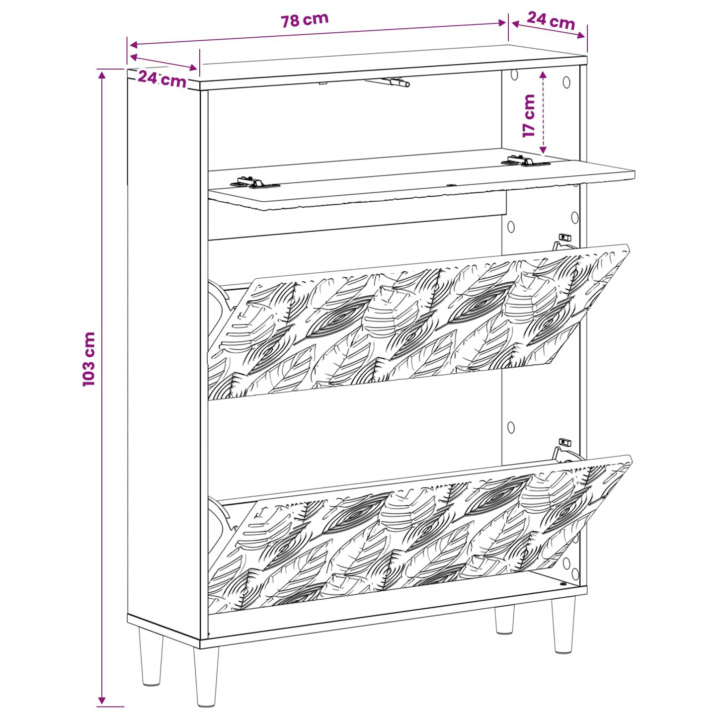 vidaXL Shoe Cabinet DELFT 78 x 24 x 103 cm Engineered Wood