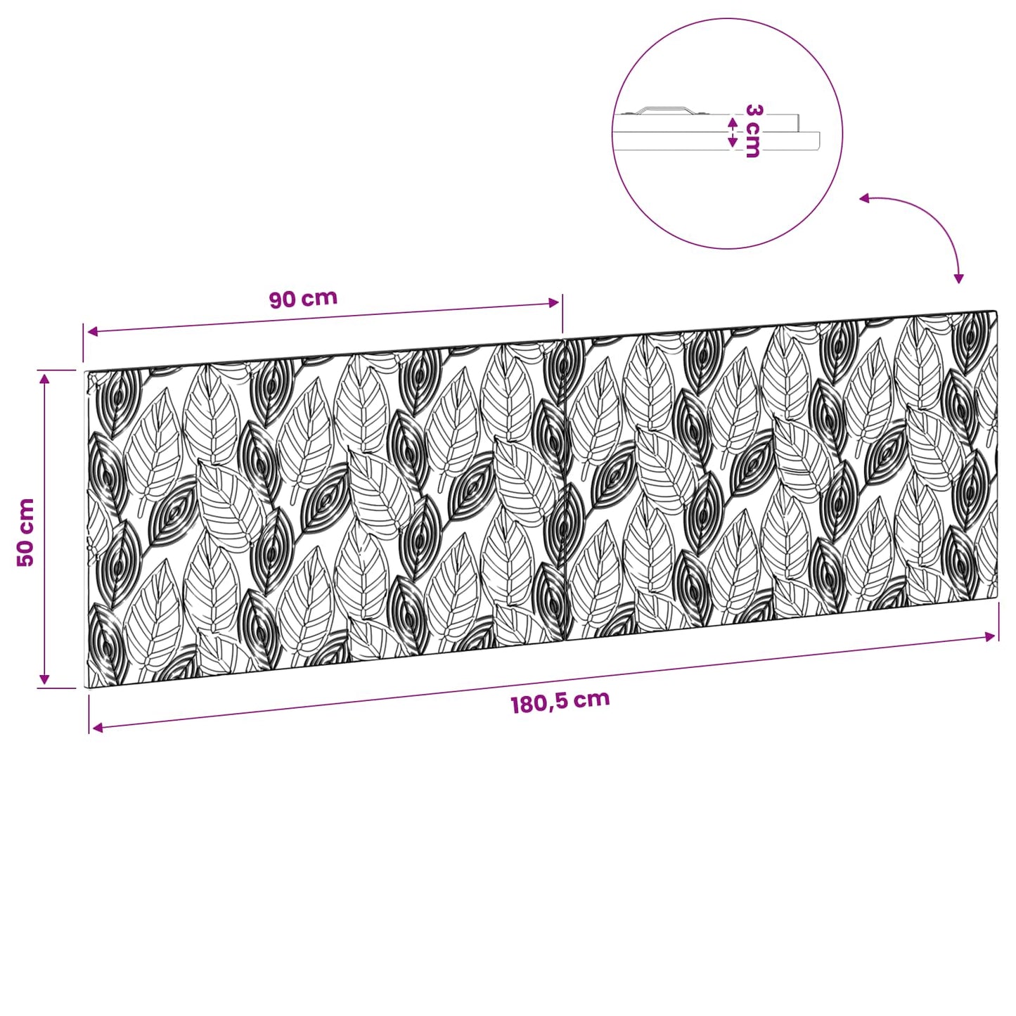 vidaXL Wall-Mounted Headboard DELFT Black Engineered Wood