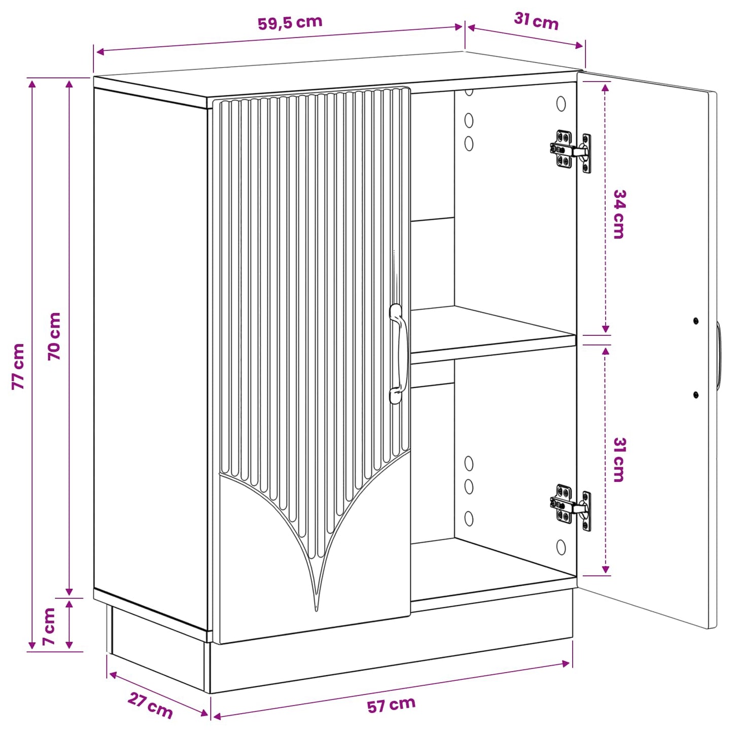 vidaXL Bathroom Storage Cainet HOORN Concrete Grey 59.5 x 31 x 77 cm