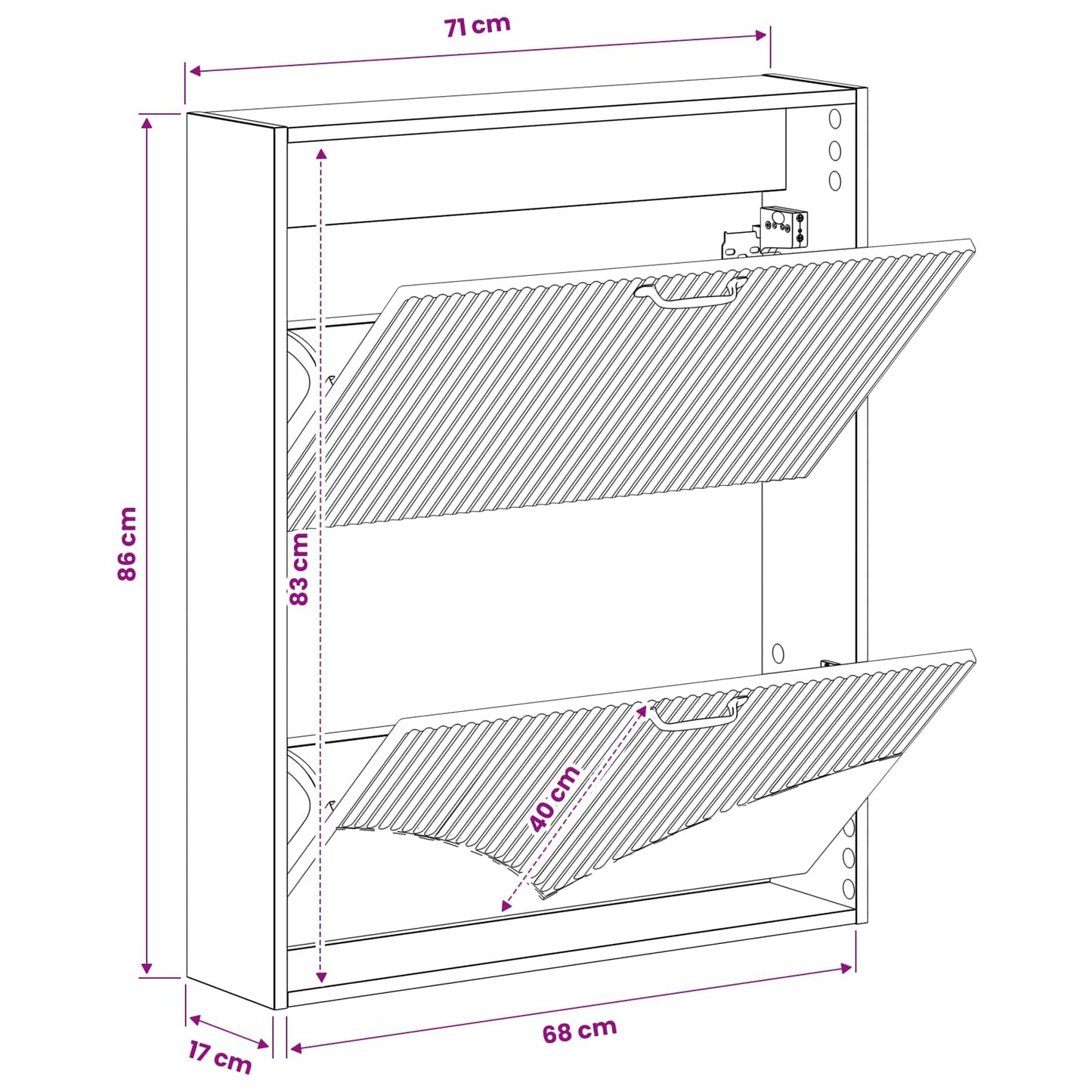 vidaXL Wall-Mounted Shoe Cabinet HOORN 71 x 17 x 86 cm Engineered Wood
