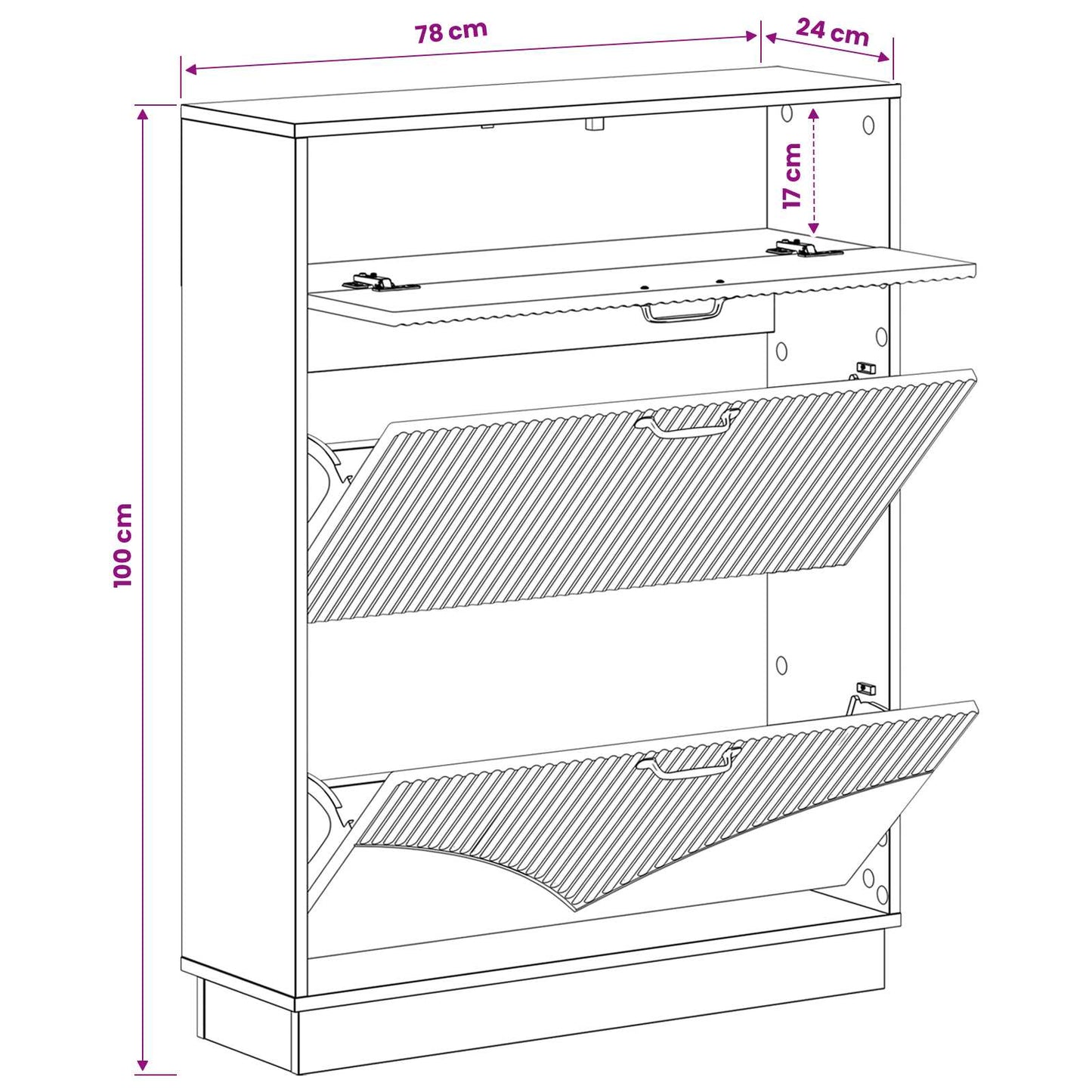 vidaXL Shoe Cabinet HOORN 78 x 24 x 100 cm Engineered Wood Smoked Oak