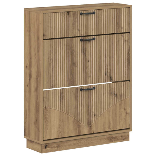 vidaXL Shoe Cabinet HOORN 78 x 24 x 100 cm Engineered Wood Artisan Oak