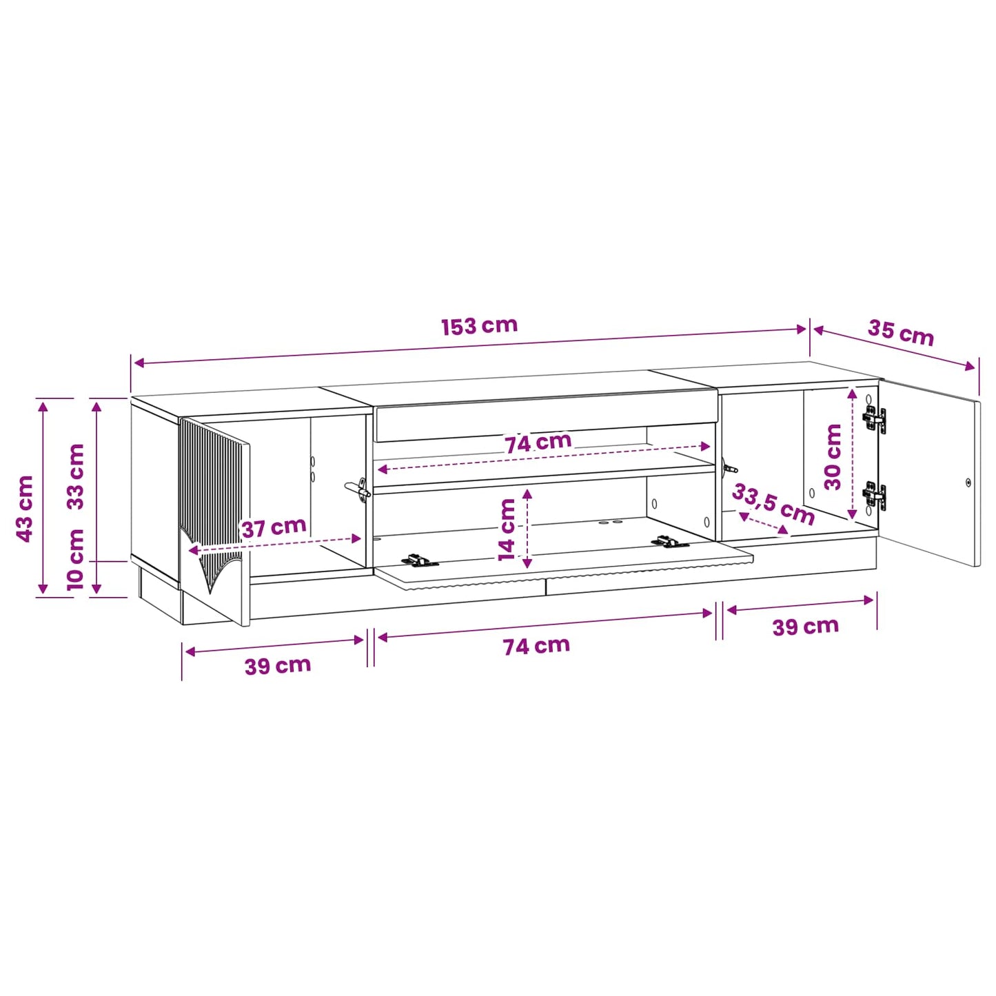 vidaXL LED TV Cabinet Smoked Oak Engineered Wood