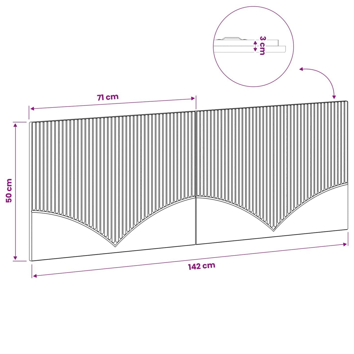 vidaXL Wall-Mounted Headboard HOORN Black Engineered Wood