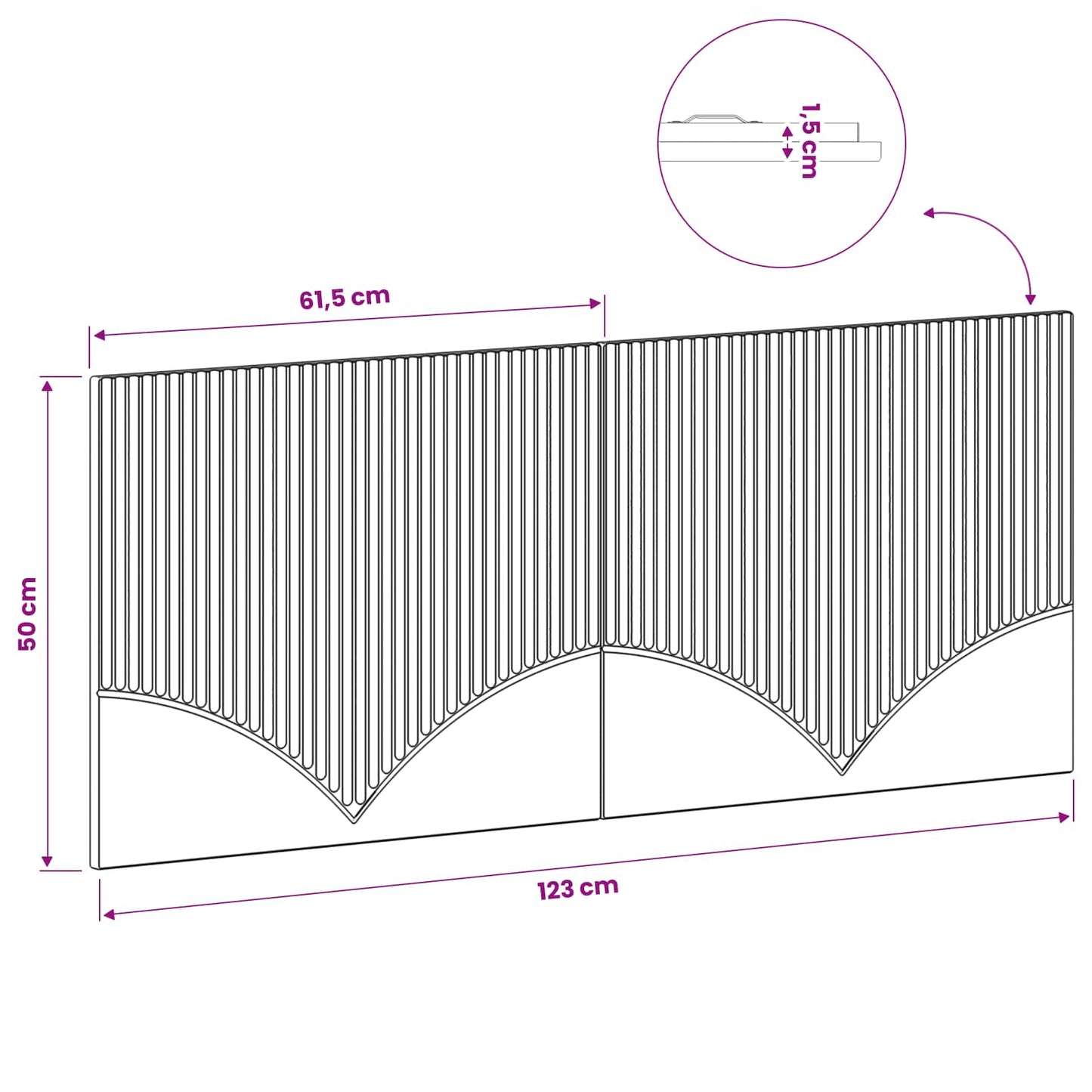 vidaXL Wall-Mounted Headboard HOORN Black Engineered Wood