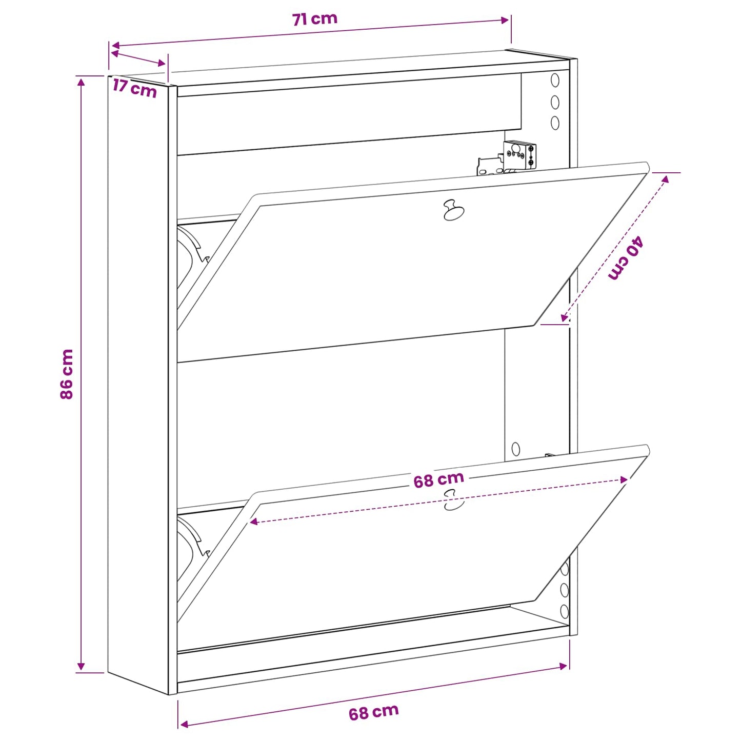 vidaXL Wall-Mounted Shoe Cabinet BREDA 71 x 17 x 86 cm Engineered Wood