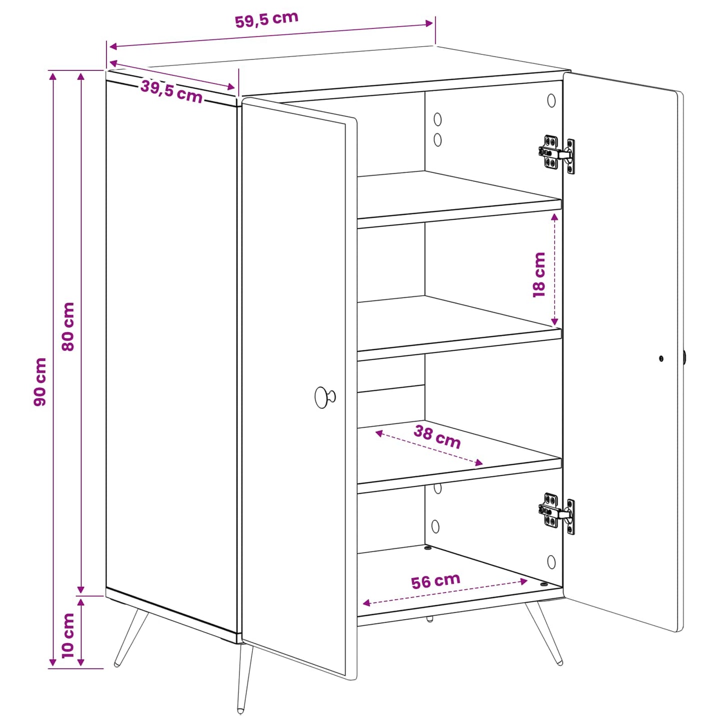 vidaXL Shoe Cabinet BREDA 59.5 x 39.5 x 90 cm Engineered Wood