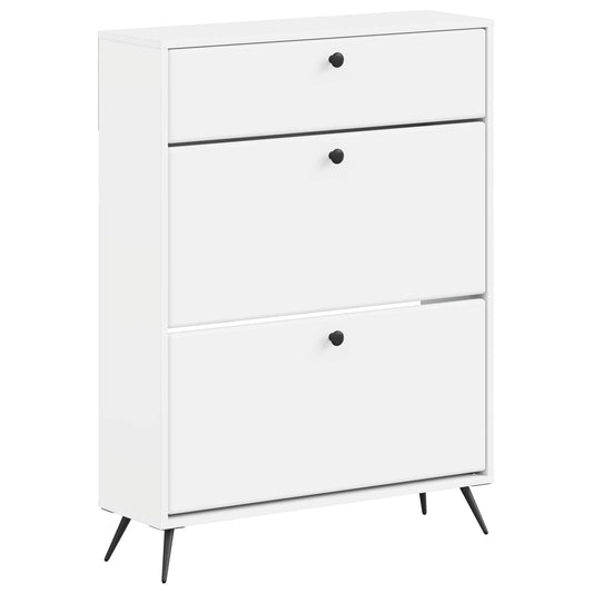 vidaXL Shoe Cabinet BREDA 78 x 24 x 103 cm Engineered Wood White