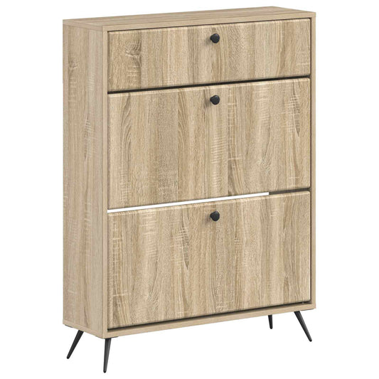 vidaXL Shoe Cabinet BREDA 78 x 24 x 103 cm Engineered Wood Sonoma Oak