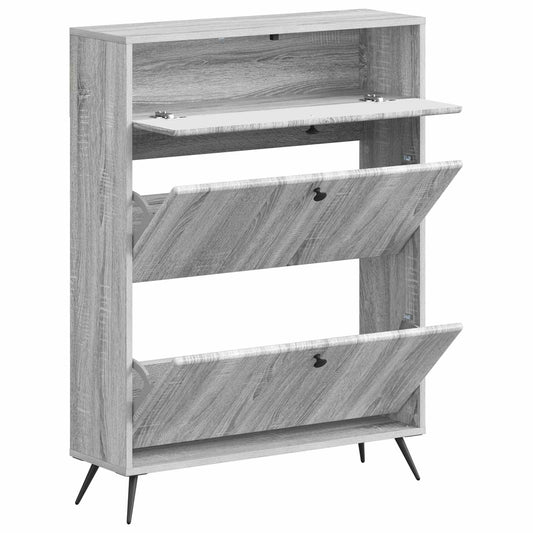 vidaXL Shoe Cabinet BREDA 78 x 24 x 103 cm Engineered Wood Grey Sonoma