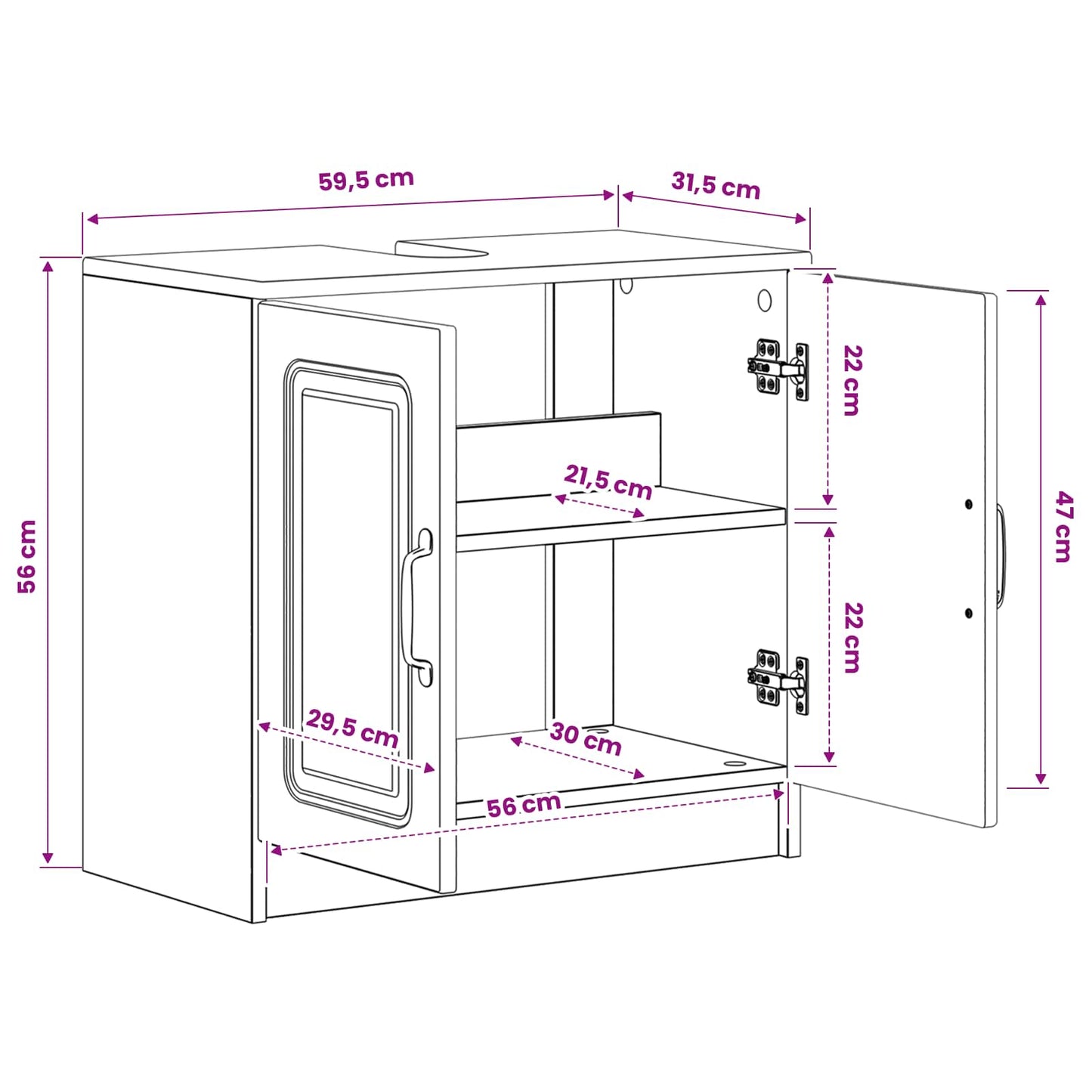 vidaXL Bathroom Sink Cabinet UTRECHT White 59.5 x 31.5x 59 cm