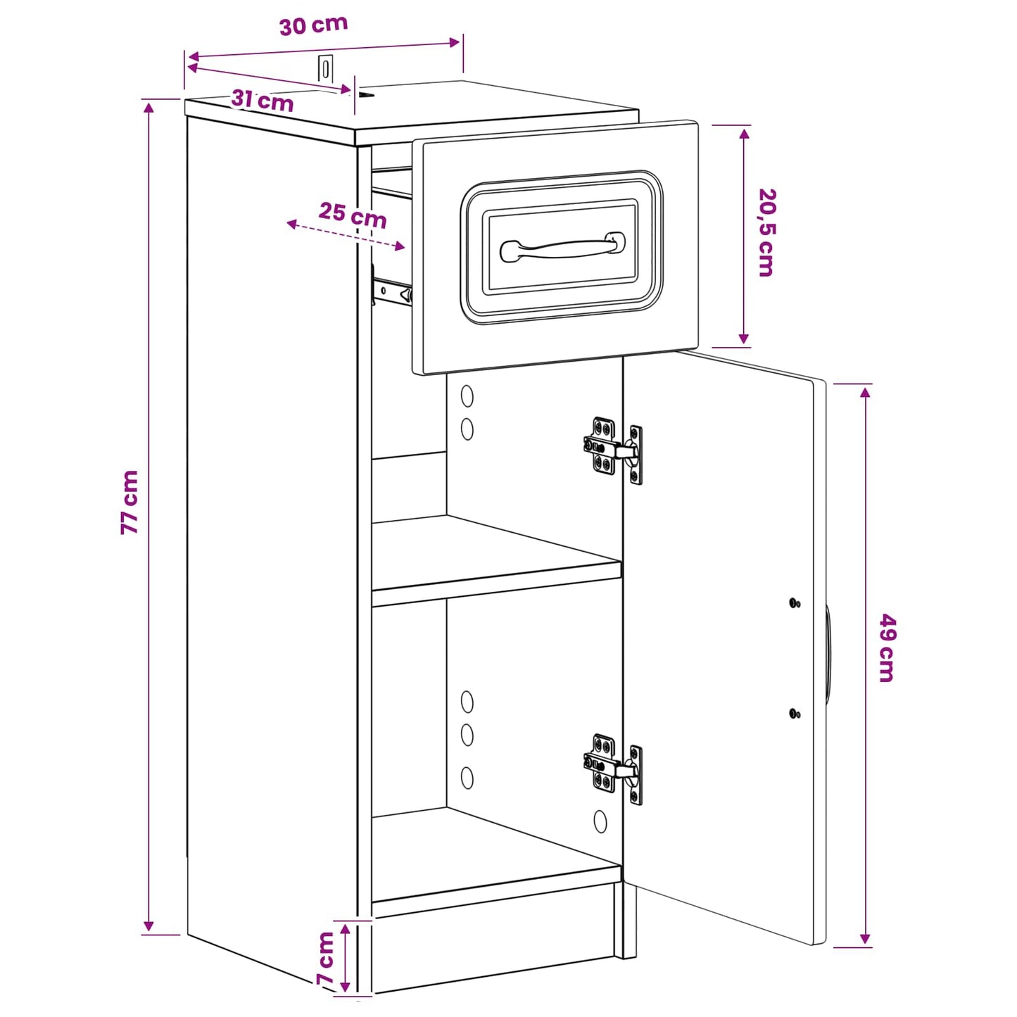 vidaXL Bathroom Storage Cainet UTRECHT Smoked Oak 30 x 31 x 77 cm