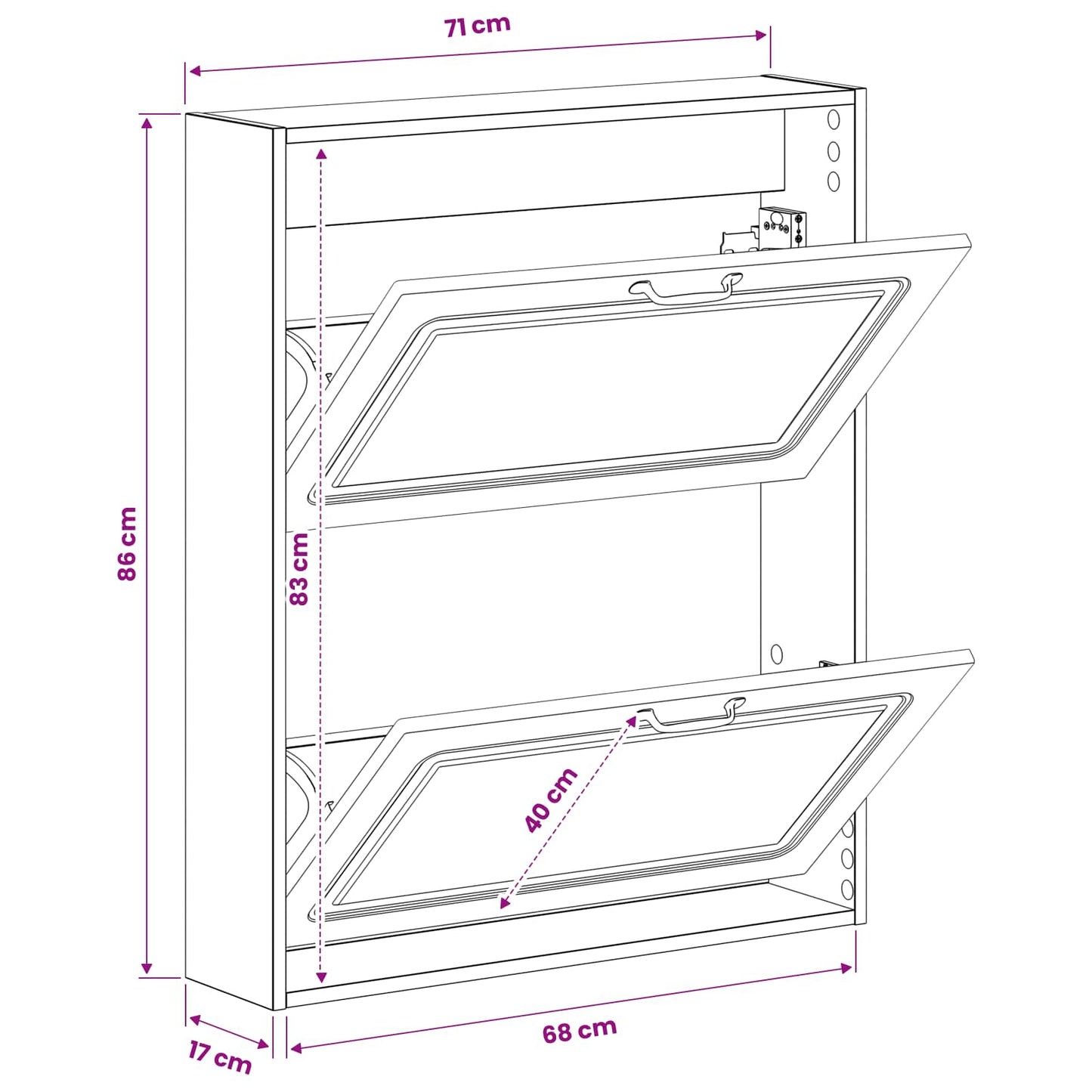 vidaXL Wall-Mounted Shoe Cabinet UTRECHT 71 x 17 x 86 cm Grey Sonoma