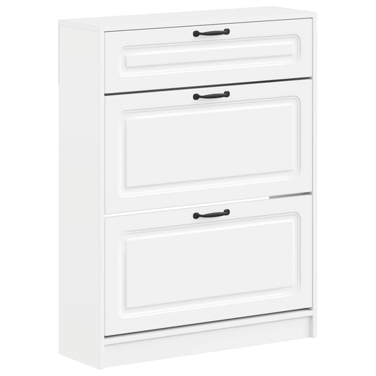 vidaXL Shoe Cabinet UTRECHT 78 x 24 x 100 cm Engineered Wood White
