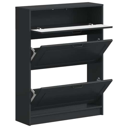 vidaXL Shoe Cabinet UTRECHT 78 x 24 x 100 cm Engineered Wood Black