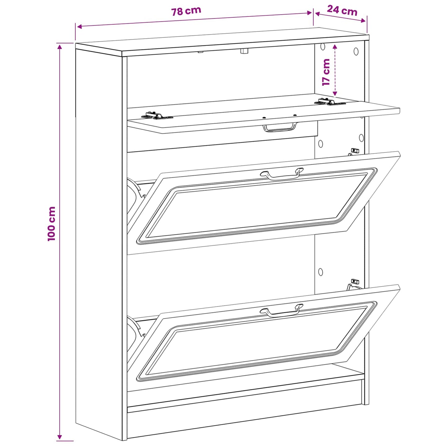 vidaXL Shoe Cabinet UTRECHT 78 x 24 x 100 cm Engineered Wood