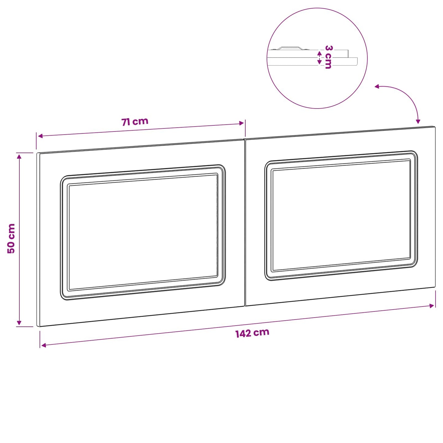 vidaXL Wall-Mounted Headboard UTRECHT White Engineered Wood