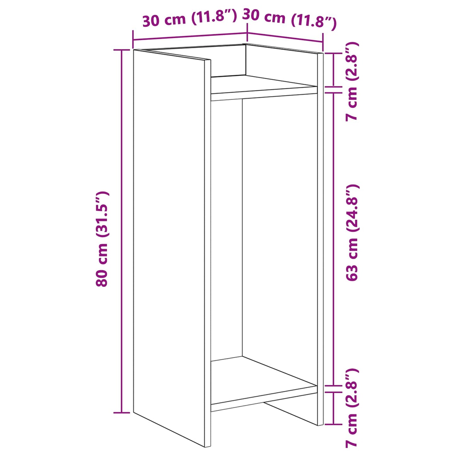 vidaXL Plant Stand 2 pcs White 30 x 30 x 80 cm Engineered Wood