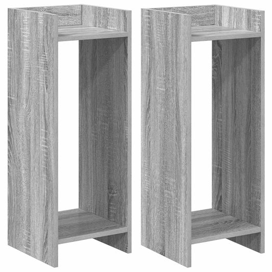 vidaXL Plant Stand 2 pcs Grey Sonoma 30 x 30 x 80 cm Engineered Wood