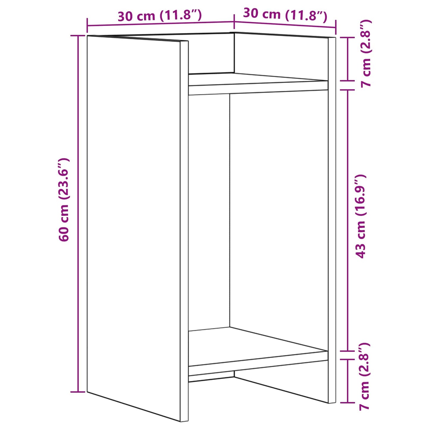 vidaXL Plant Stand Artisan Oak 30 x 30 x 60 cm Engineered Wood