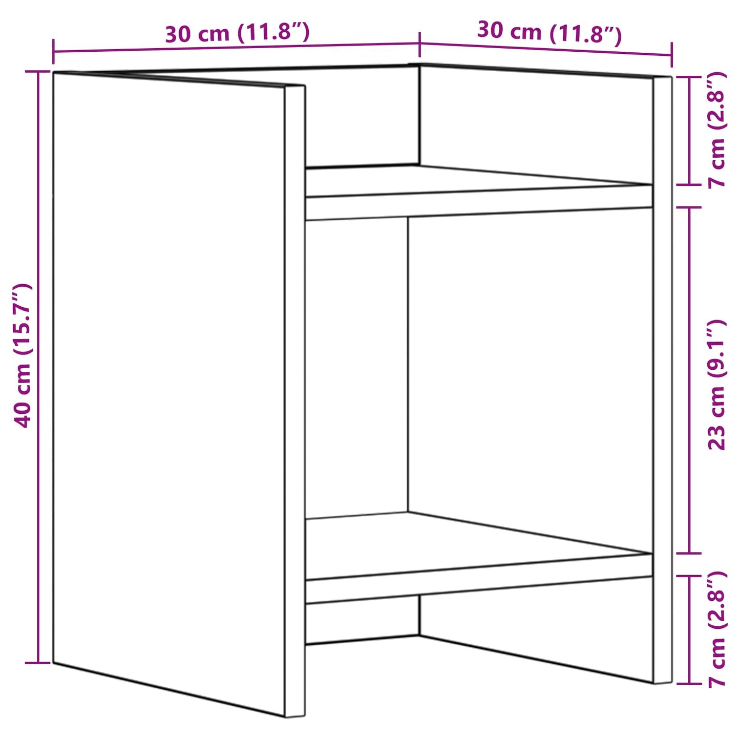 vidaXL Plant Stand White 30 x 30 x 40 cm Engineered Wood