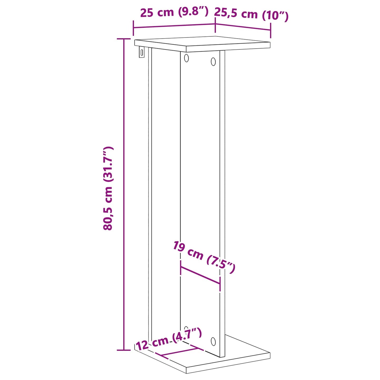 vidaXL Plant Stand Old Wood 25 x 25.5 x 80.5 cm Engineered Wood