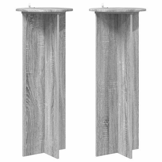 vidaXL Plant Stand 2 pcs Grey Sonoma Ø40 x 100 cm Engineered Wood