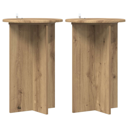 vidaXL Plant Stand 2 pcs Artisan Oak Ø40 x 60 cm Engineered Wood