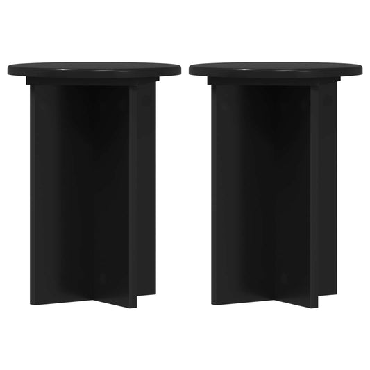 vidaXL Plant Stand 2 pcs Black Ø29.5 x 40 cm Engineered Wood