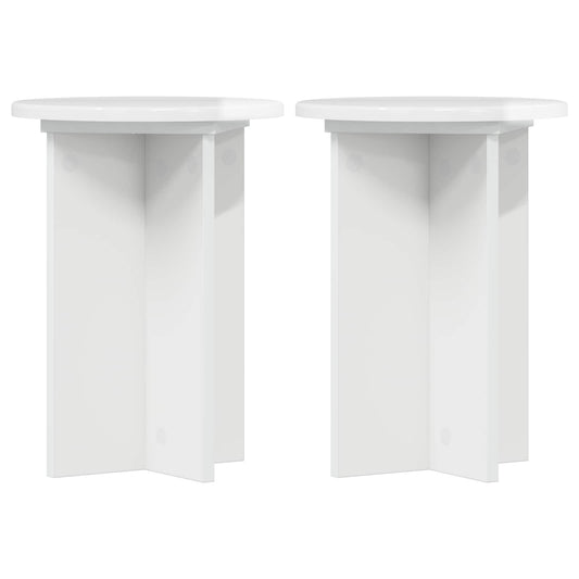 vidaXL Plant Stand 2 pcs High Gloss White Ø29.5 x 40 cm
