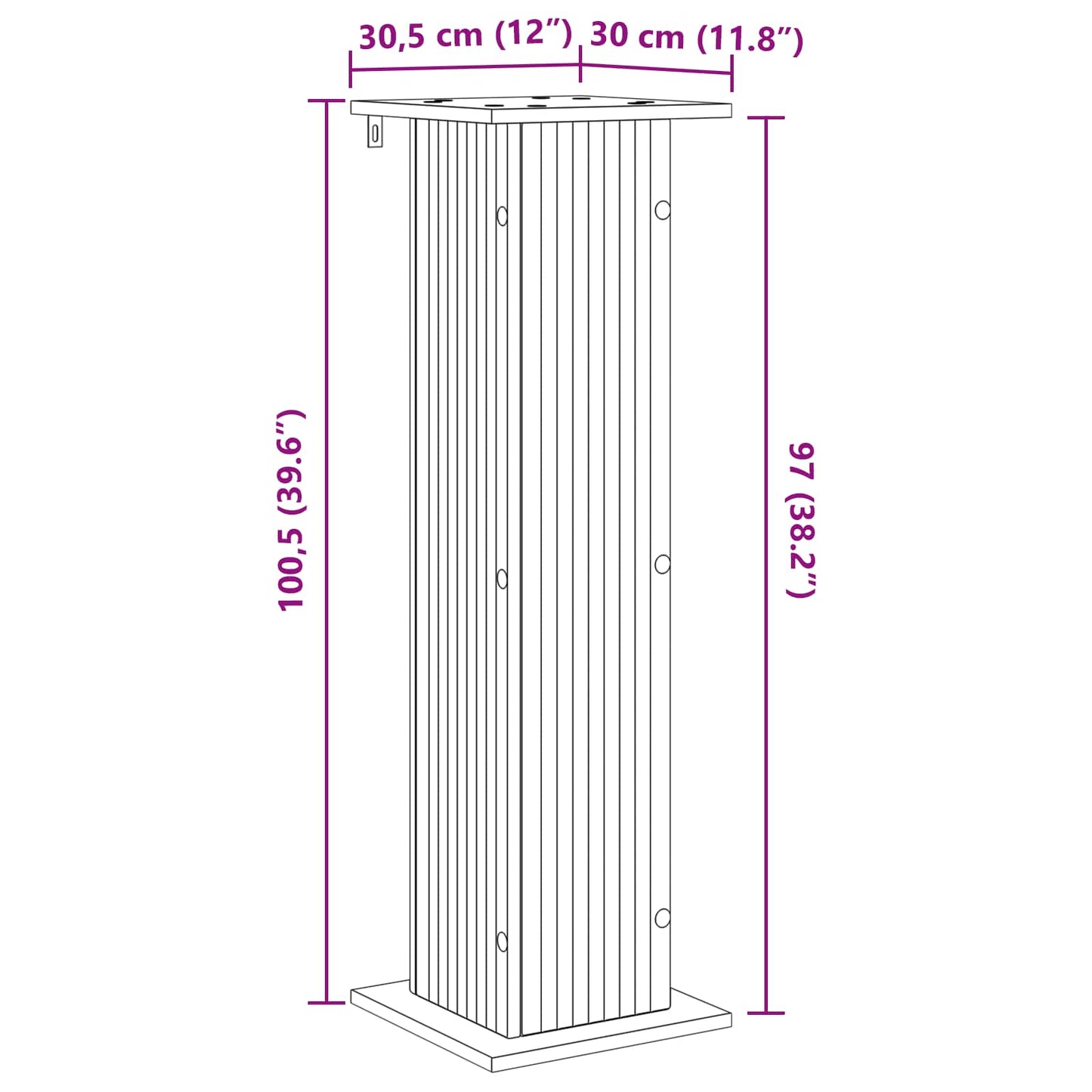vidaXL Plant Stand Artisan Oak 30.5 x 30 x 100.5 cm Engineered Wood