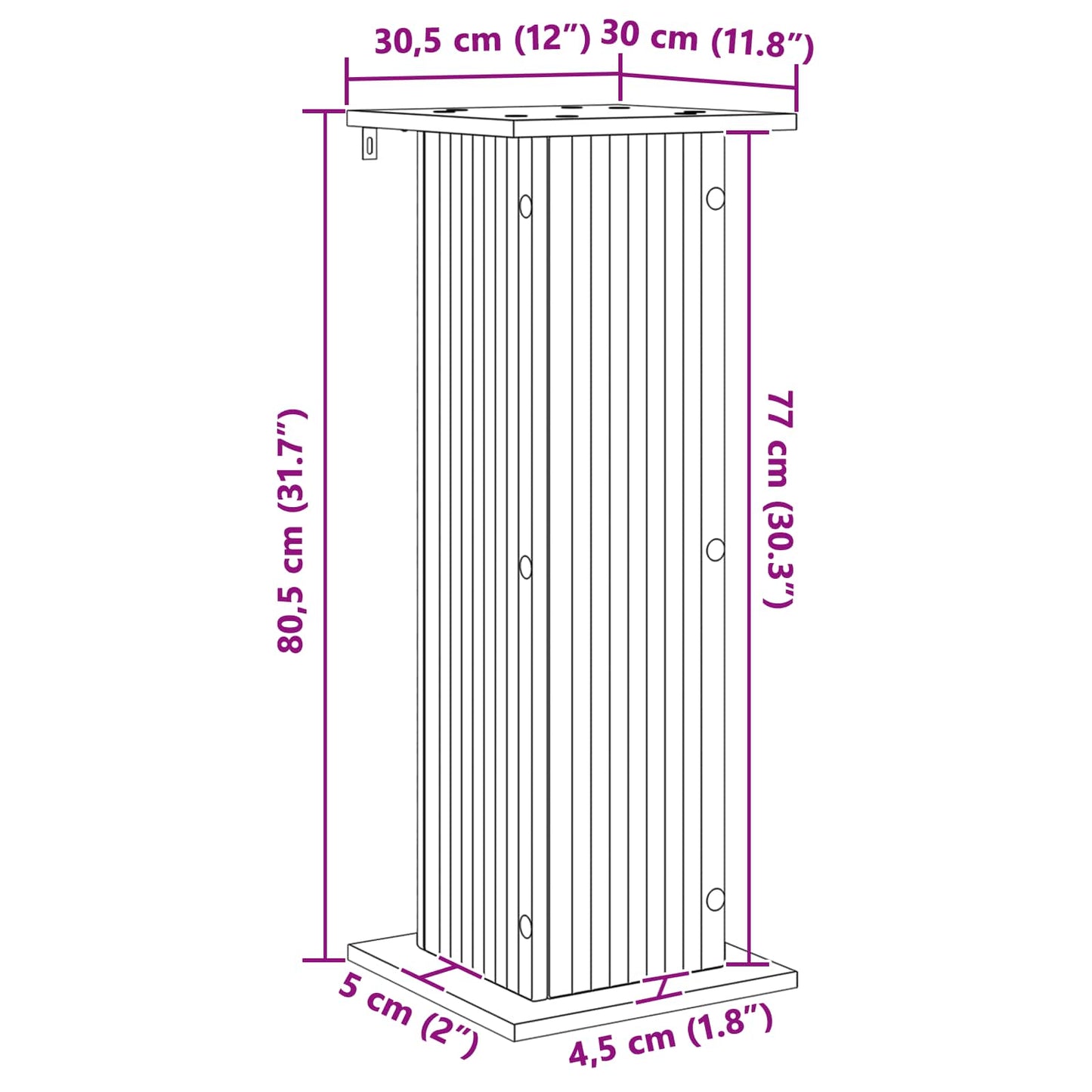vidaXL Plant Stand 2 pcs Black 30.5 x 30 x 80.5 cm Engineered Wood