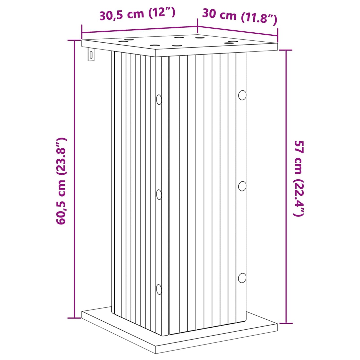 vidaXL Plant Stand Sonoma Oak 30.5 x 30 x 60.5 cm Engineered Wood