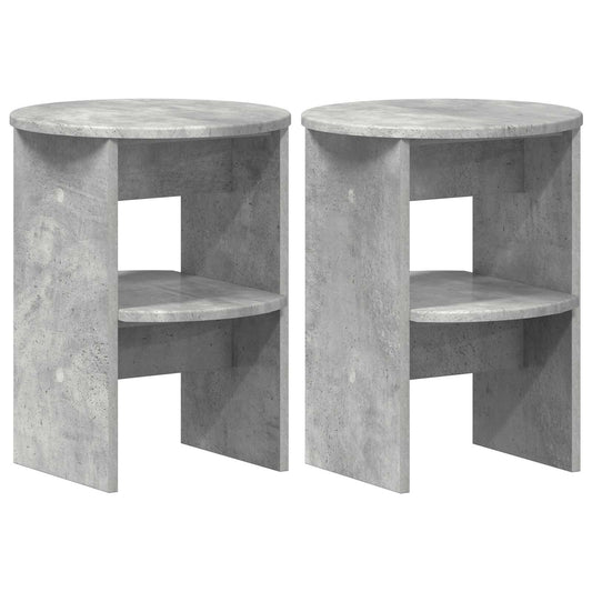 vidaXL Side Cabinet 2 pcs Concrete Grey Ø40 x 50 cm Engineered Wood