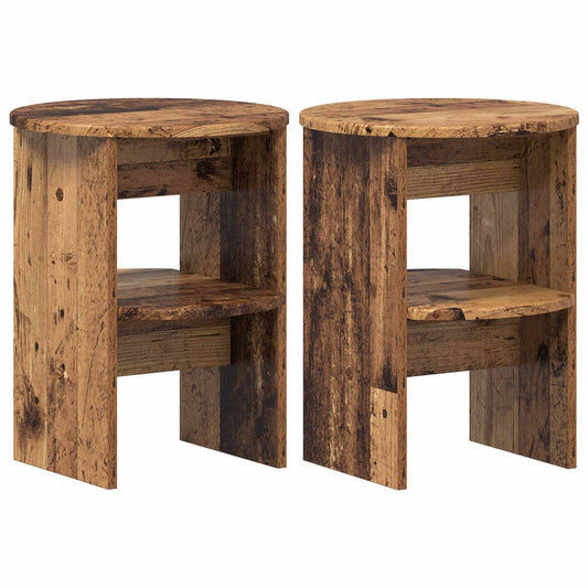 vidaXL Side Cabinet 2 pcs Old Wood Ø40 x 50 cm Engineered Wood