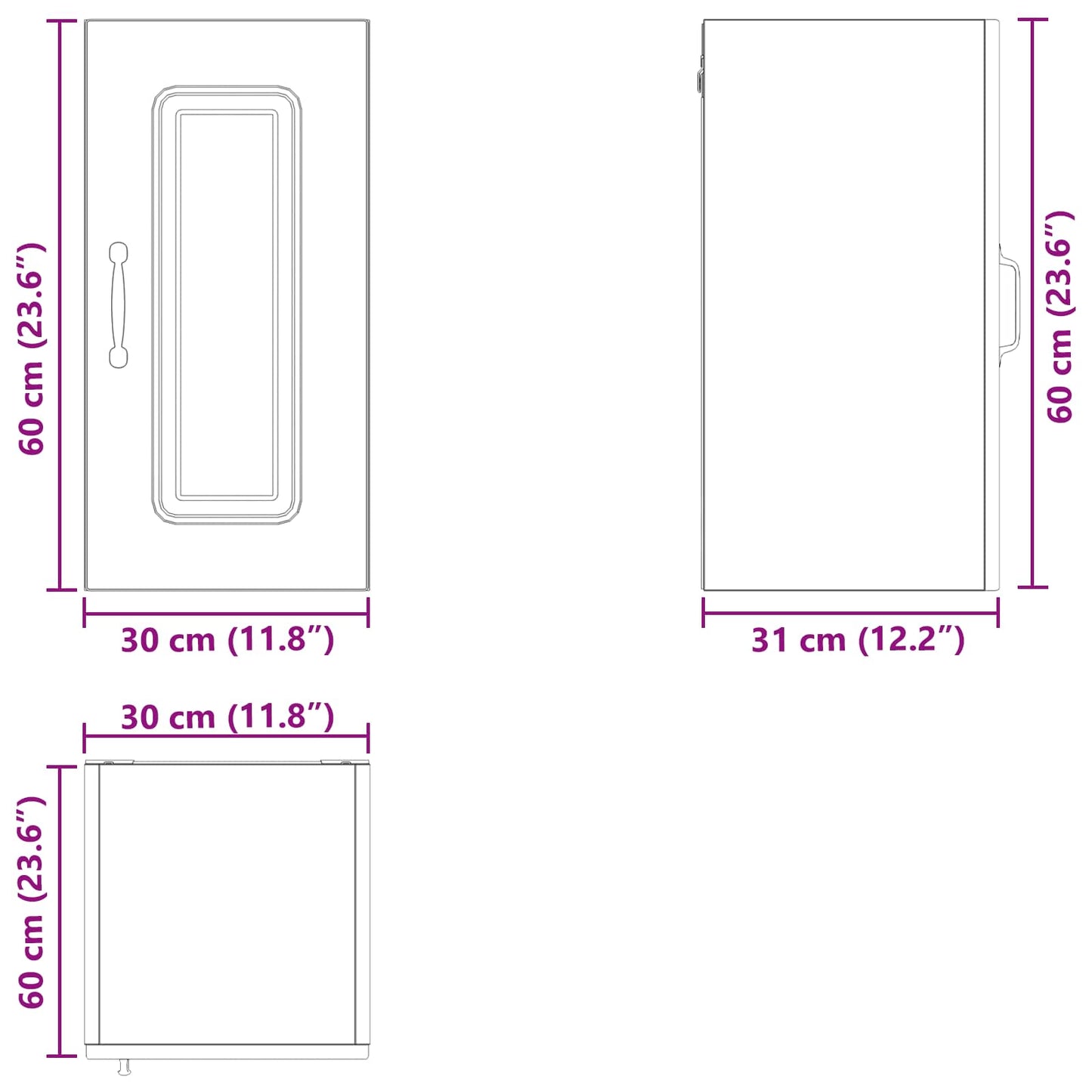 vidaXL Dishwasher Panel Kalmar Black Oak 30 x 31 x 60 cm